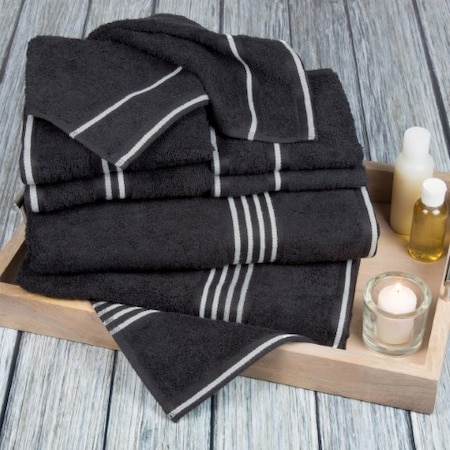 Hastings Home Rio 8 Piece 100 Percent Cotton Towel Set - Black 547837BNU